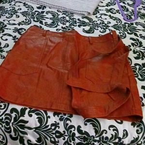 Brown Faux Leather Skirt